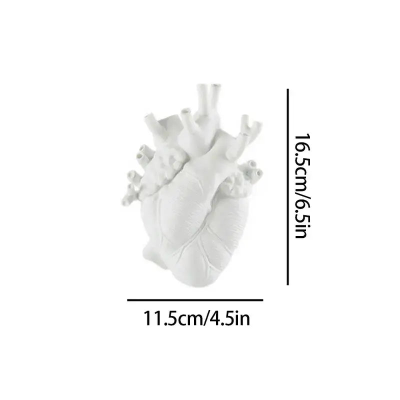 Heart-Shaped Resin Flower Vases, Stunning Decorative 6.5X4.5: White