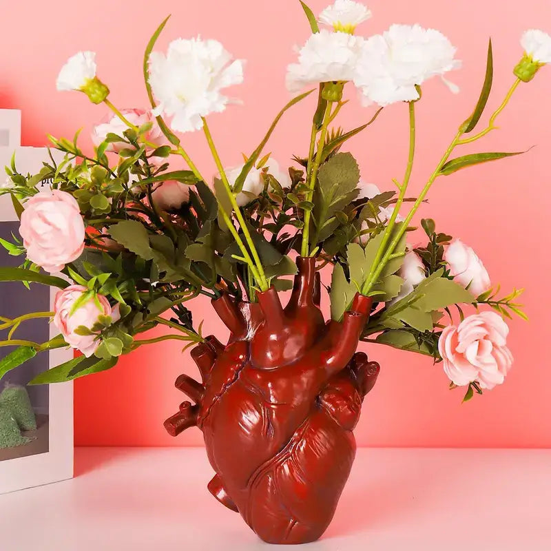 Heart-Shaped Resin Flower Vases, Stunning Decorative 6.5X4.5: White