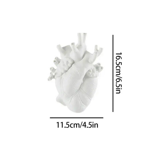 Heart-Shaped Resin Flower Vases, Stunning Decorative 6.5X4.5: White