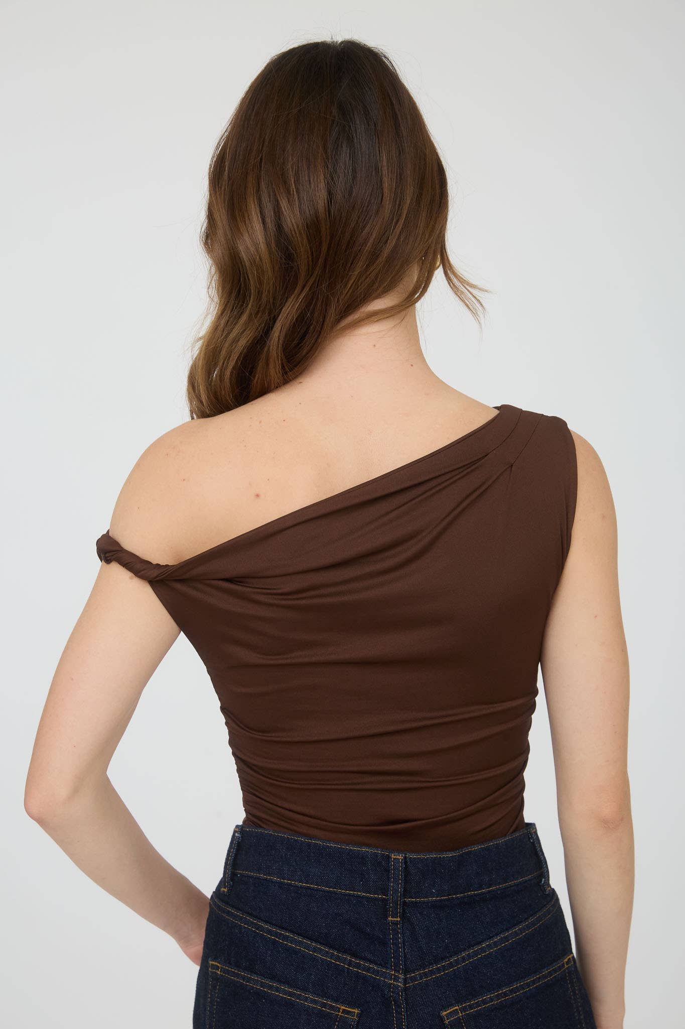 ASYMMETRICAL OFF THE SHOULDER KNIT TOP: BLACK
