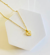 Pearl Enamel Small Heart Necklace