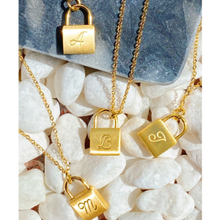 Load image into Gallery viewer, Scripted Notes Locket Initial Necklace
